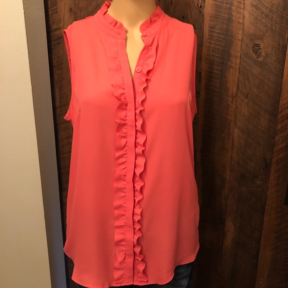 Banana Republic Silky Ruffled Top in Peach/Pink